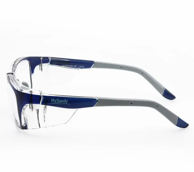 Alt view image 3 of 7 - ANSI Z87.1 Safety Glasses with Side Shields & RX Insert, Anti Fog/Blue Light PC Lens, Adjustable Nose Pads + Retainer Strap, Lightweight Fashion Eyewear (Case & Kit Included)