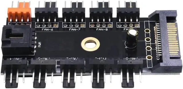 Alt view image 4 of 6 - Aomoproing 4pin Fan PWM Fan Hub,10 Ports 4 Pin TX4 Hub Splitter Controller Powered by SATA for Chassis CPU Cooler,PC Mining - 1.64FT RPM & PWM controller Cable Included