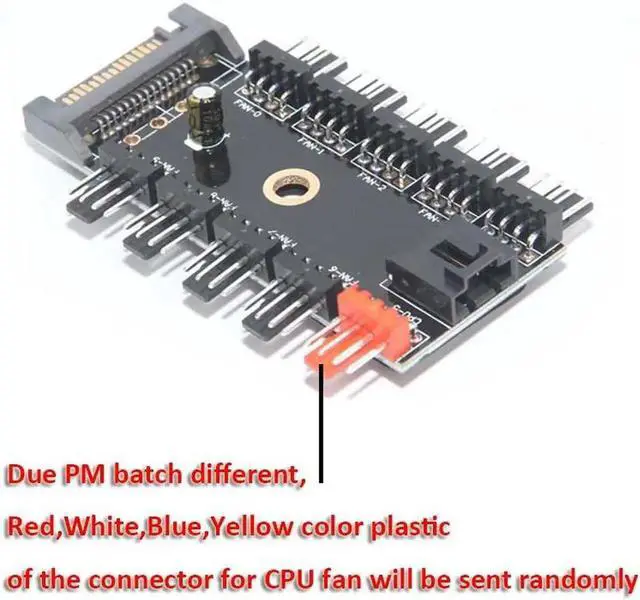 Alt view image 5 of 6 - Aomoproing 4pin Fan PWM Fan Hub,10 Ports 4 Pin TX4 Hub Splitter Controller Powered by SATA for Chassis CPU Cooler,PC Mining - 1.64FT RPM & PWM controller Cable Included
