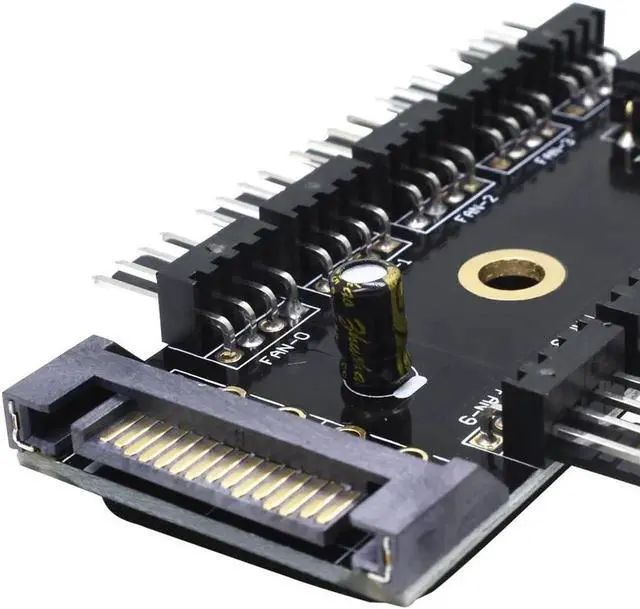 Alt view image 2 of 6 - Aomoproing 4pin Fan PWM Fan Hub,10 Ports 4 Pin TX4 Hub Splitter Controller Powered by SATA for Chassis CPU Cooler,PC Mining - 1.64FT RPM & PWM controller Cable Included