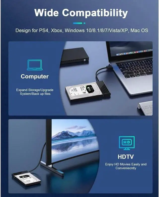 Alt view image 7 of 7 - SATA to USB A Cable, USB 3.0 to SATA III External Hard Drive Adapter for SSD/2.5 1.8 HDD External Converter in Data Transfer, UASP Support (Black)
