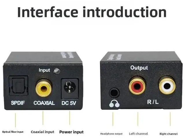 Alt view image 5 of 5 - Digital to Analog Audio Converter Adapter With Audio Cable Optical Coaxial Toslink RCA L/R Audio Adapter for Apple TV PC Box