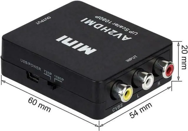 Alt view image 4 of 7 - AV to HDMI Converter, RCA to HDMI Adapter, 1080P Mini RCA Composite CVBS Video Audio Converter Adapter Support PAL/NTSC for TV/PC/ PS3/ STB/Xbox VHS/VCR/Blue-Ray DVD Players - Black