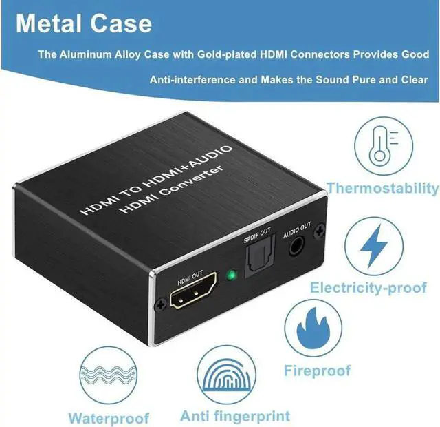 Alt view image 2 of 7 - Mini HDMI to Optical Audio Extractor, 4K @30Hz HDMI to HDMI SPDIF Splitter HDMI Toslink Converter with 3.5mm Stereo Sound out Support TV PS4 Slim Xbox Chromecast and Blu-ray DVD Player