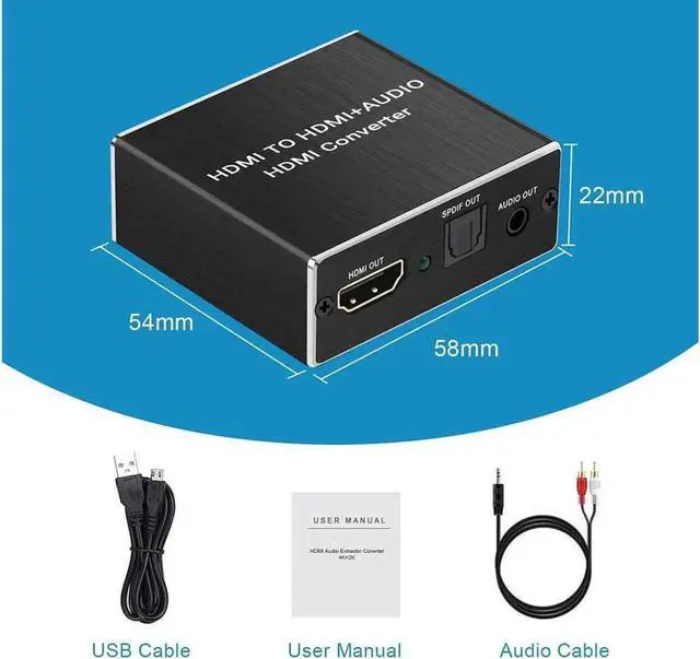 Alt view image 6 of 7 - Mini HDMI to Optical Audio Extractor, 4K @30Hz HDMI to HDMI SPDIF Splitter HDMI Toslink Converter with 3.5mm Stereo Sound out Support TV PS4 Slim Xbox Chromecast and Blu-ray DVD Player