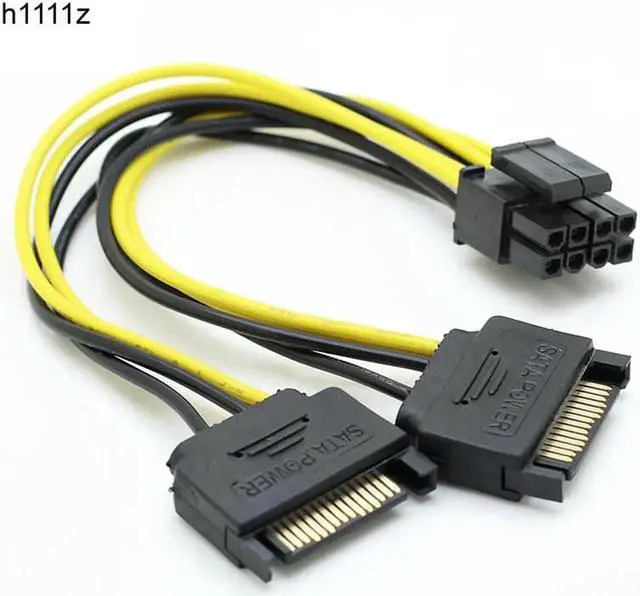 Main image of Dual SATA 15pin to 8pin Graphic Card Power Adapter Cable 20cm PCIE SATA Power Supply Cable 8p to SATA for Bitcoin Miner Mining