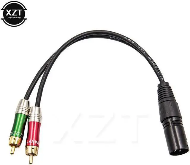 Main image of 3pin XLR Male to 2 RCA Male Audio Adapter Cable Metal Audio Connector Cable Cord for Microphone TV DVD Stereo Audio Amplifier