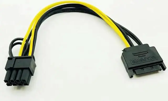Alt view image 2 of 6 - Single SATA 15pin to 8pin(6+2) Powr Adapter Cable 20cm PCI E SATA Power Supply Cable 15 pin to 8 pin cable for BTC Miner Mining
