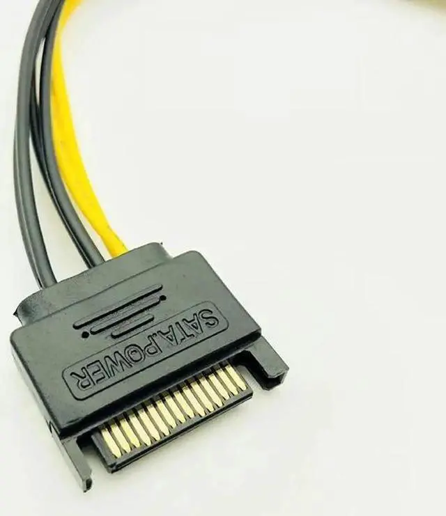 Alt view image 4 of 6 - Single SATA 15pin to 8pin(6+2) Powr Adapter Cable 20cm PCI E SATA Power Supply Cable 15 pin to 8 pin cable for BTC Miner Mining