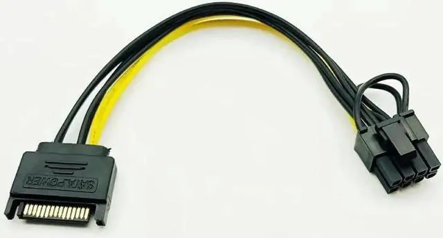Alt view image 6 of 6 - Single SATA 15pin to 8pin(6+2) Powr Adapter Cable 20cm PCI E SATA Power Supply Cable 15 pin to 8 pin cable for BTC Miner Mining