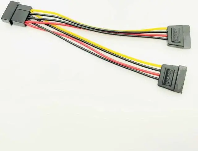 Main image of Computer Cables & Connectors Molex 4pin IDE to Dual SATA 15Pin Power Cable Y Splitter Hard Drive Power Supply 4Pin to SATA Cable