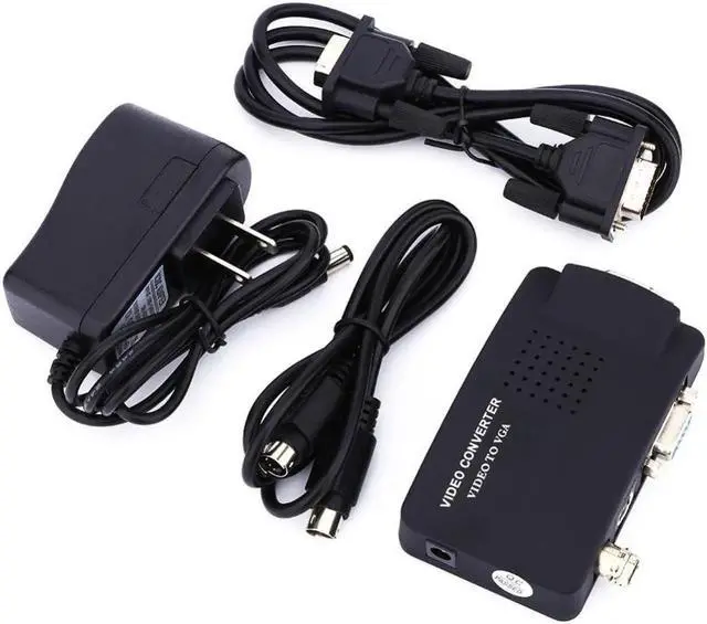 Alt view image 5 of 6 - Black Color TV BNC Composite S-video VGA In to PC VGA LCD Out Converter Adapter Box Media Video Converter