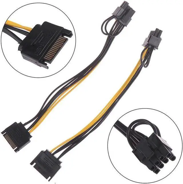 Alt view image 3 of 6 - 1pc 15pin SATA Male to 8pin(6+2) PCI-E Power Supply Cable 20cm SATA Cable 15-pin to 8 pin cable Wire for Graphic Card