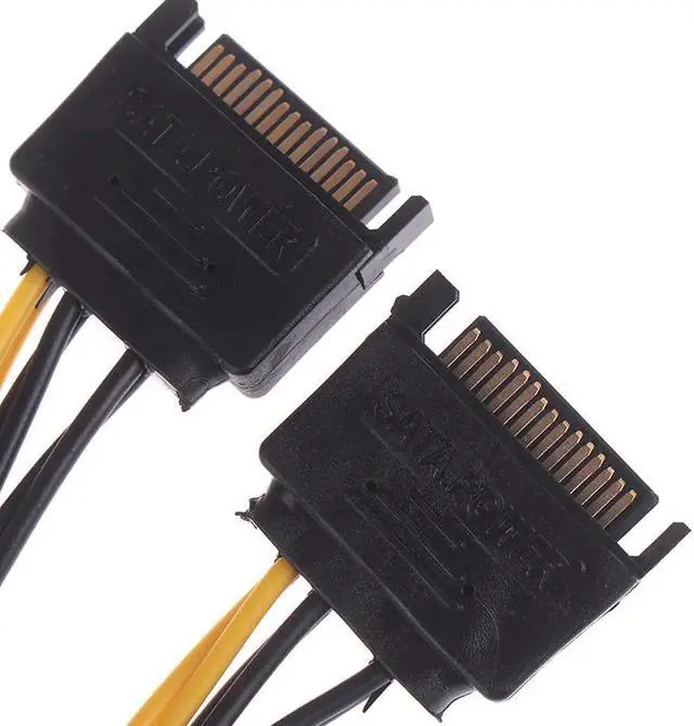 Alt view image 2 of 6 - 1pc 15pin SATA Male to 8pin(6+2) PCI-E Power Supply Cable 20cm SATA Cable 15-pin to 8 pin cable Wire for Graphic Card