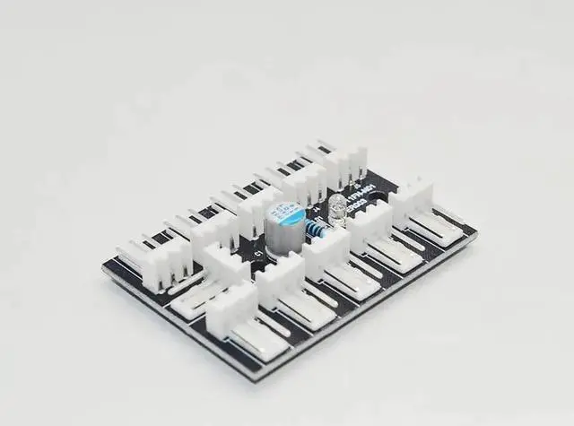 Alt view image 4 of 6 - Computer PC PWM/3pin/Colling Fan Hub Fan Speed Controller Power Cable 1 to 10 Fan Splitter for 3Pin Cooler with Power Indicator