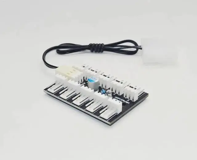 Alt view image 2 of 6 - Computer PC PWM/3pin/Colling Fan Hub Fan Speed Controller Power Cable 1 to 10 Fan Splitter for 3Pin Cooler with Power Indicator