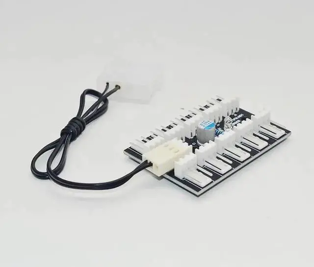 Alt view image 6 of 6 - Computer PC PWM/3pin/Colling Fan Hub Fan Speed Controller Power Cable 1 to 10 Fan Splitter for 3Pin Cooler with Power Indicator