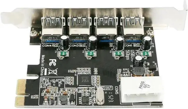 Alt view image 2 of 6 - 4 port USB 3.0 PCI-e Expansion Card PCI express PCIe USB 3.0 hub adapter 4-port USB3.0 controller USB 3 0 PCI e PCIe express 1x