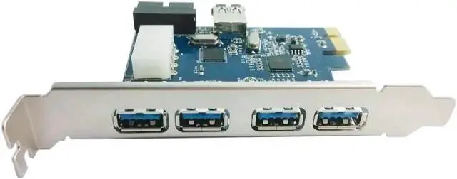 Alt view image 4 of 5 - PCI-E 4-Port USB 3.0 + 1-Port USB 3.0 + USB 3.0 20 PIN Expansion Card for Desktop