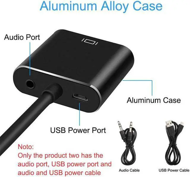 Alt view image 3 of 5 - HDMI To VGA Cable Male HDMI To Female VGA Adapter 1080P HDMI Converter With Audio And USB Cable For PS3 TV Projector PC