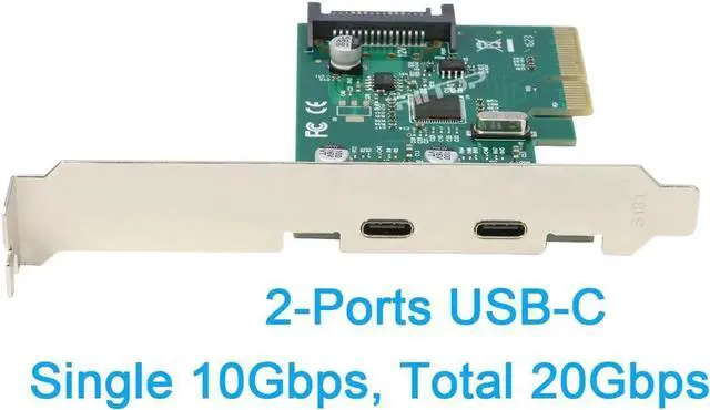 Alt view image 2 of 6 - PCIE to 2 Port USB C Expansion Card Adapter 10Gbps, PCI-E Type C USB 3.2 Gen2 Controller Card with Low Profile Bracket for Windows 11/10/8/7/XP