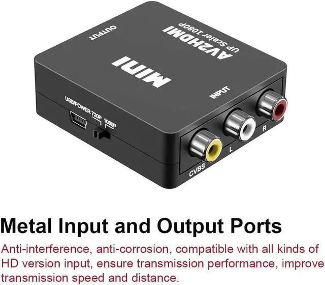 Alt view image 2 of 7 - RCA to HDMI Converter 1080P Mini CVBS to HDMI Composite Video Audio Converter AV to HDMI Converter Supports NTSC PC Laptop Xbox PS4 PS3 TV STB VHS VCR Camera DVD