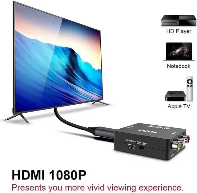 Alt view image 5 of 7 - RCA to HDMI Converter 1080P Mini CVBS to HDMI Composite Video Audio Converter AV to HDMI Converter Supports NTSC PC Laptop Xbox PS4 PS3 TV STB VHS VCR Camera DVD