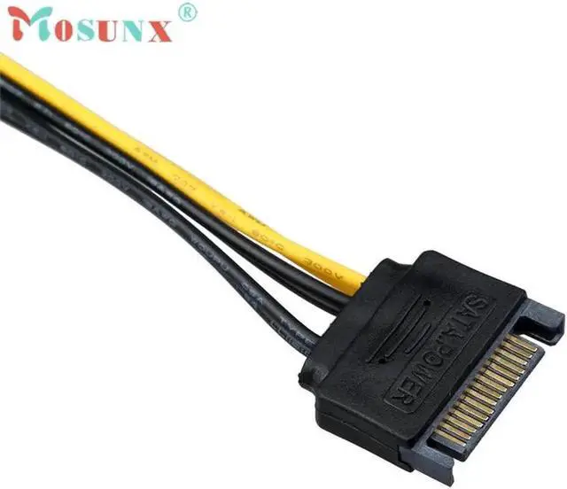 Alt view image 3 of 6 - Advanced for SATA Power Cable 15 Pin To 6 Pin PCI EXPRESS PCI-E Graphics Converter Adapter Video Card Power Cable 1PC