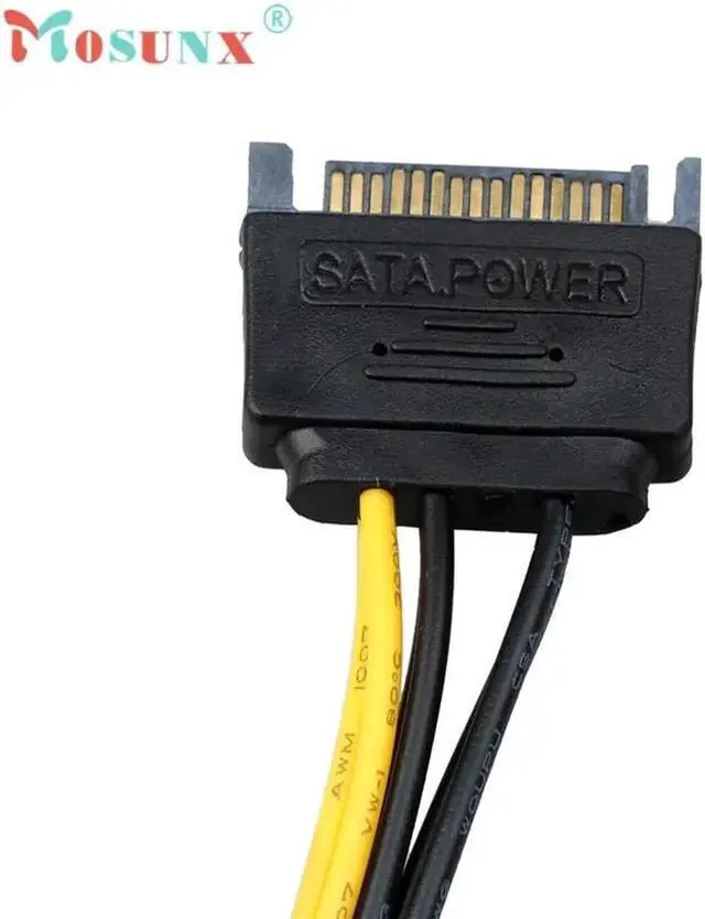 Alt view image 2 of 6 - Advanced for SATA Power Cable 15 Pin To 6 Pin PCI EXPRESS PCI-E Graphics Converter Adapter Video Card Power Cable 1PC