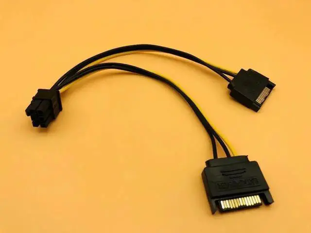 Main image of Dual SATA 15Pin Male to 6pin PCI E PCIe PCI Express Graphics Video Display Card Dual SATA to 6pin Power Cable for ETH BTC Mining