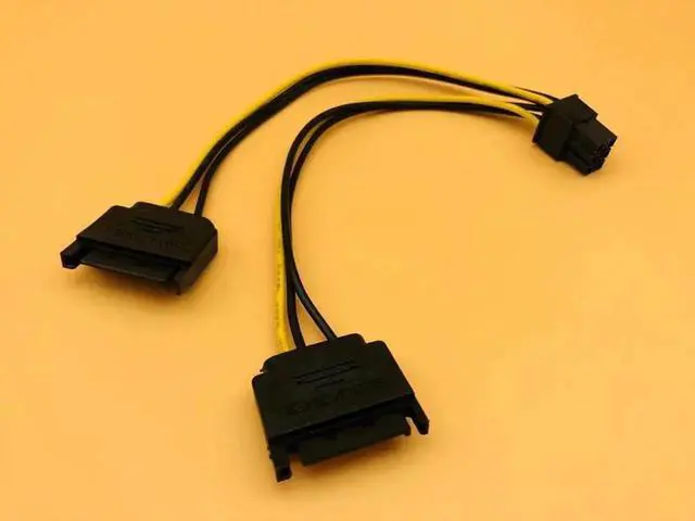 Alt view image 6 of 6 - Dual SATA 15Pin Male to 6pin PCI E PCIe PCI Express Graphics Video Display Card Dual SATA to 6pin Power Cable for ETH BTC Mining