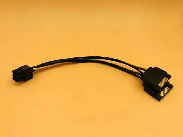 Alt view image 2 of 6 - Dual SATA 15Pin Male to 6pin PCI E PCIe PCI Express Graphics Video Display Card Dual SATA to 6pin Power Cable for ETH BTC Mining