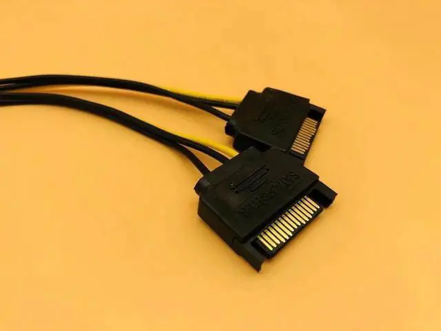 Alt view image 4 of 6 - Dual SATA 15Pin Male to 6pin PCI E PCIe PCI Express Graphics Video Display Card Dual SATA to 6pin Power Cable for ETH BTC Mining
