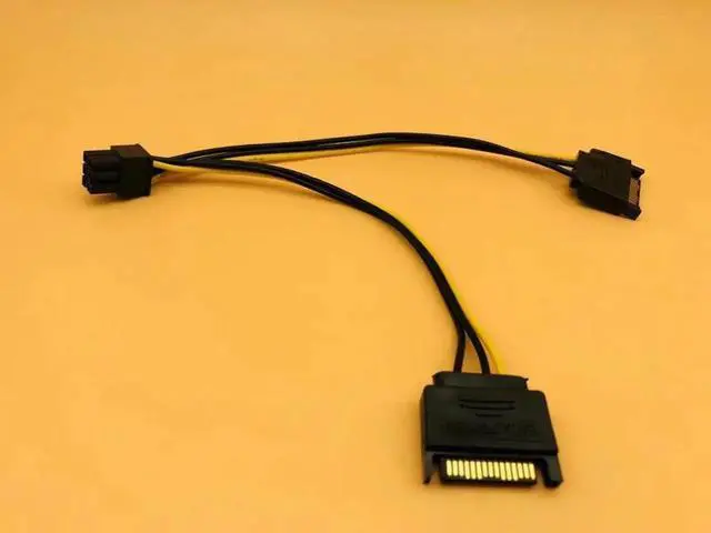 Alt view image 5 of 6 - Dual SATA 15Pin Male to 6pin PCI E PCIe PCI Express Graphics Video Display Card Dual SATA to 6pin Power Cable for ETH BTC Mining