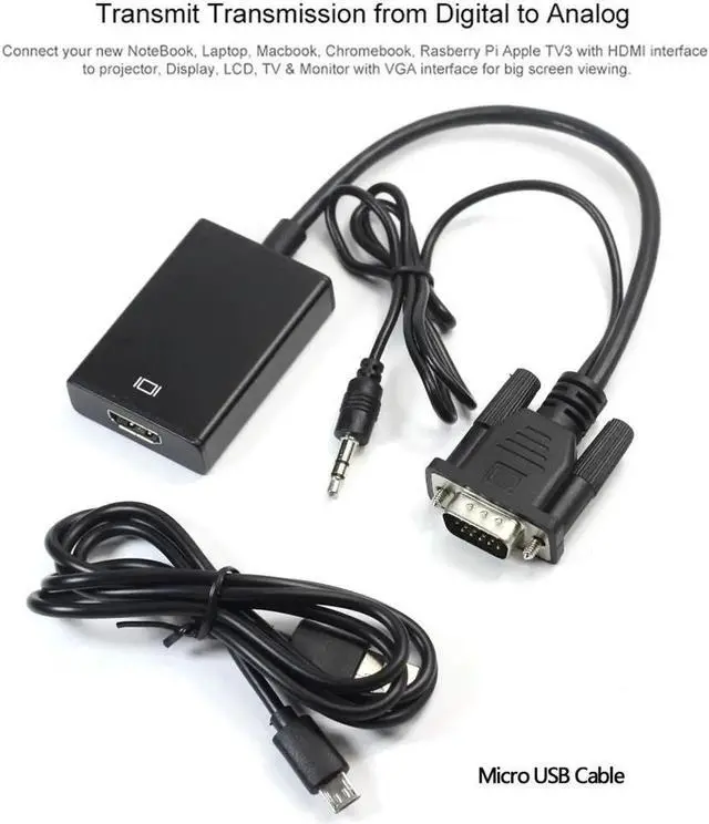 Main image of VGA to HDMI Converter Adapter Output 1080P HD with Audio VGA2HDMI TV AV to HDTV Video Cable Converter Adapter for TV PC