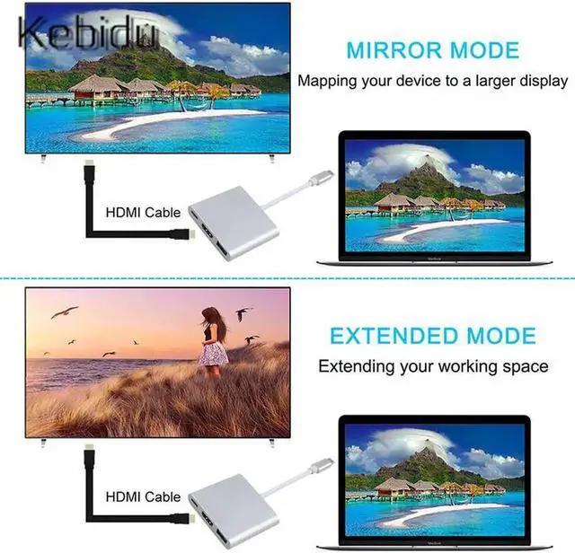 Alt view image 3 of 6 - Professional HDMI Cable Adapter USB Type C To HDMI USB 3.0 Converter USB-C 3.1 4K Adapter Male to Female for Mac Air TV