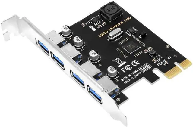 Alt view image 2 of 2 - 4 Port USB 3.0 PCI E Expansion Card PCI Express PCIe USB 3.0 HUB Adapter 4 Port USB3.0 Controller USB 3 0 PCI e PCIe Express 1X