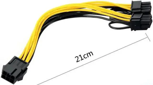 Alt view image 3 of 5 - 21CM PCI-E 6-pin to 2x6+2-pin(6-pin/8-pin) Power Splitter Cable PCIE PCI Express Graphics Extension Cable