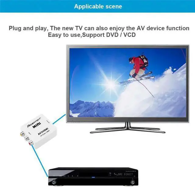 Alt view image 2 of 5 - 1080P AV to HDMI Video Adapter RCA Analog to Digital HDMI Converter Cable for VCD DVD HD Player Digital Set-top Box