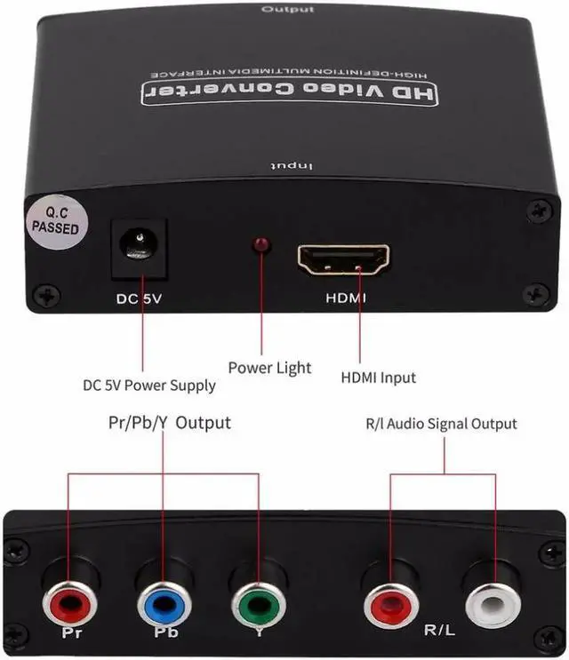 Alt view image 4 of 6 - HDMI to RGB Component (YPbPr) Video +R/L Audio Adapter Converter HD TV HD Video Converter 2 Channel LPCM 1.65Gbps/165MHz