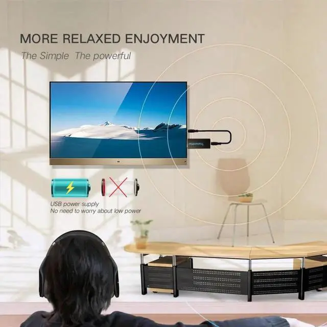 Alt view image 5 of 6 - Bluetooth USB Transmitter Adapter Wireless Transmitter Audio Cable Stereo 3.5mm Audio Transmission USB Sender for TV Computer