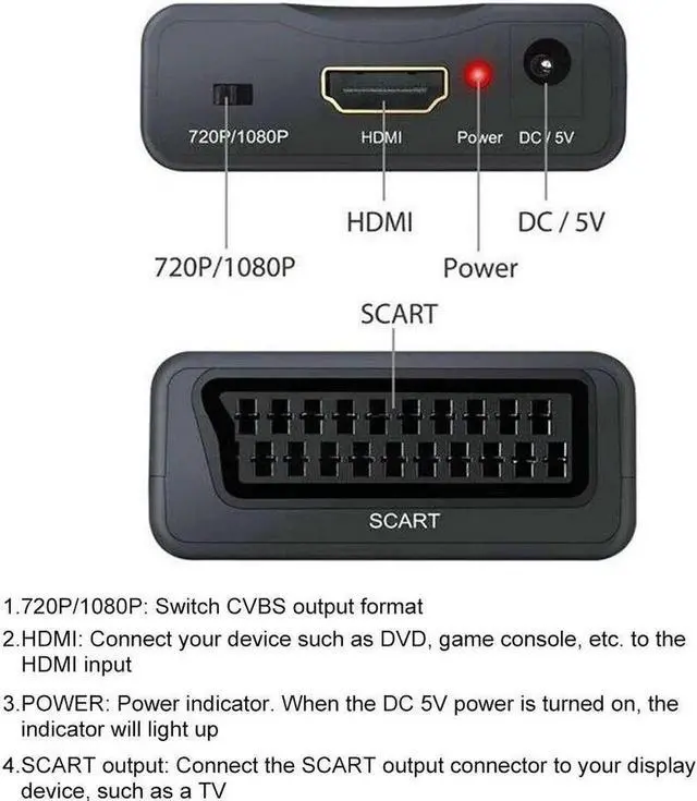 Alt view image 5 of 6 - Powstro Scart to HDMI Vedio Audio Converter 1080P 720P Scart Female to Male HDMI to Scart Adapter for HD TV DVD Sky Box