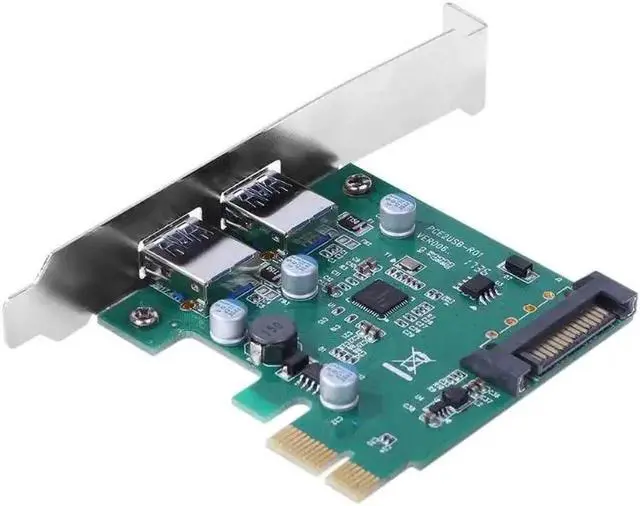 Alt view image 2 of 6 - Super Speed PCI-E 2 Port PCI Express Expansion Card USB 3.0 SATA Power Adapter Card for Desktops PC Support the LINUX