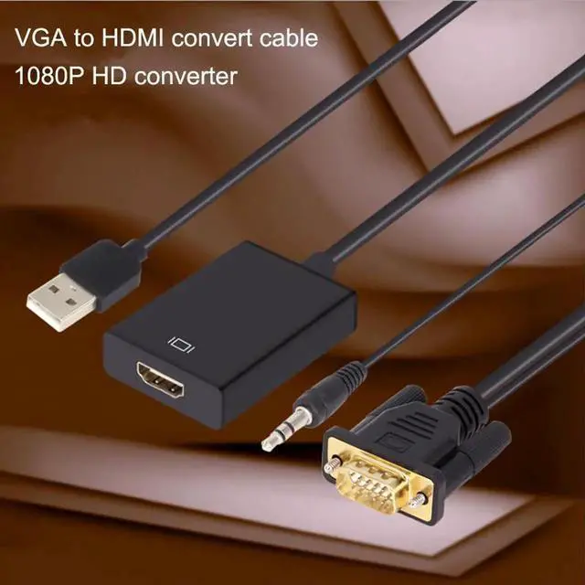 Alt view image 5 of 6 - VGA to HDMI Converter Adapter male to female With USB Audio 3.5mm Output 1080P VGA HDMI cable for PC laptop to HDTV Projector