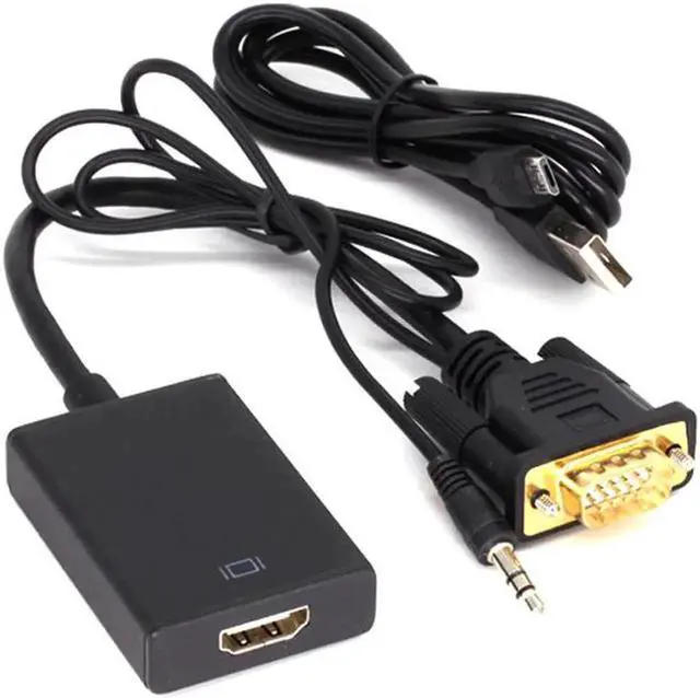 Main image of VGA to HDMI Converter Adapter male to female With USB Audio 3.5mm Output 1080P VGA HDMI cable for PC laptop to HDTV Projector