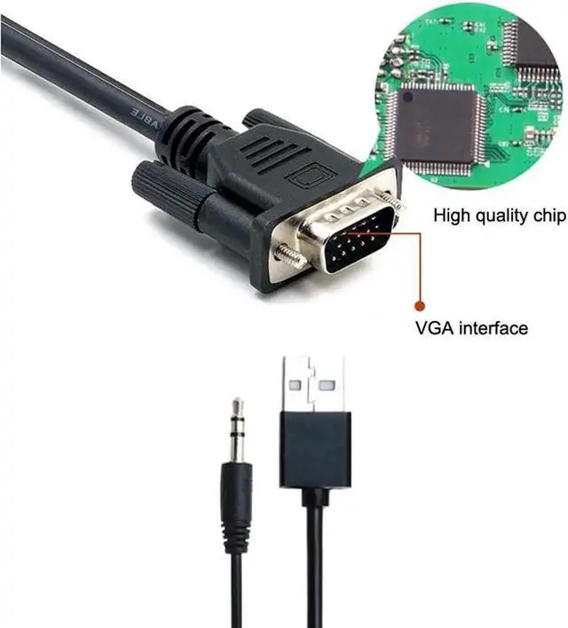 Alt view image 4 of 6 - VGA to HDMI Converter Adapter male to female With USB Audio 3.5mm Output 1080P VGA HDMI cable for PC laptop to HDTV Projector