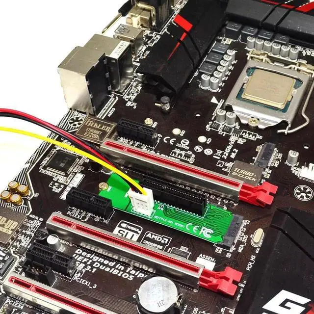 Alt view image 5 of 6 - PCI-e 1x/4x card to NGFF M Key Adapter Card NGFF M.2 Key to PCI-E 4 X Extender Converter Card for Bitcoin Mining Devices