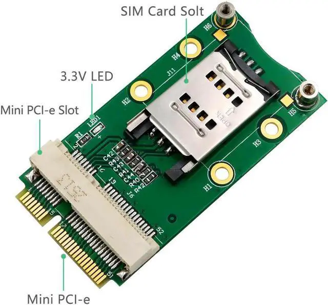 Alt view image 3 of 6 - Mini PCI Express Adapter Mini PCI E Riser Card MINI PCIE to MINI PCI E Expansion Card SIM Card Slot for 3G/4G WWAN LTE GPS Cards
