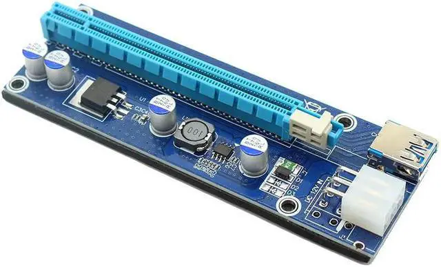 Alt view image 4 of 6 - PC PCIe PCI-E PCI Express Riser Card 1x to 16x USB 3.0 SATA to 6Pin IDE Molex Power Supply for BTC Miner Machine