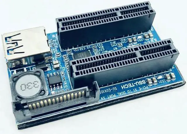 Alt view image 2 of 6 - PCI Express Connector PCI E Riser PCIE X1 to X4 Riser PCI E Riser Card SATA Power 30cm PCI E Extension Cable